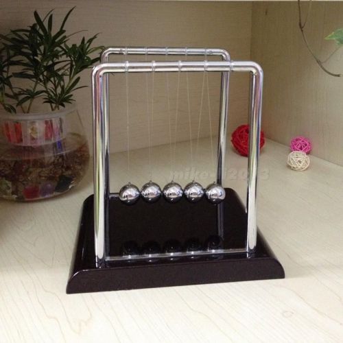 Newtons cradle steel balance balls physics science pendulum desk accessory mklg for sale