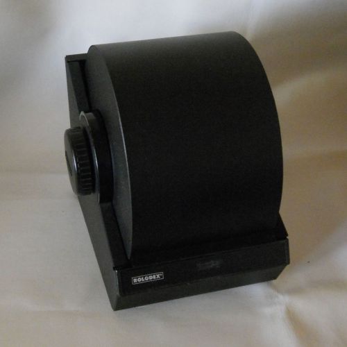 Vintage Black Metal Rolodex Large Model 5350 Rotating Index Card File With Key