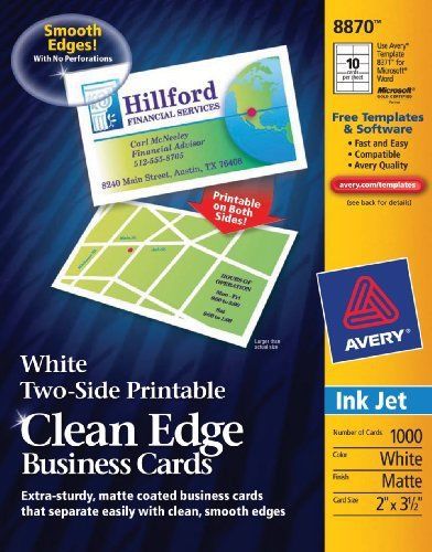Avery Two-Side Printable Clean Edge Business Cards for Inkjet Printers, White,