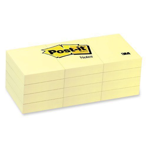 Post-it Plain Canary Note - Self-adhesive, Repositionable - 1.50&#034; X 2&#034; - (653yw)
