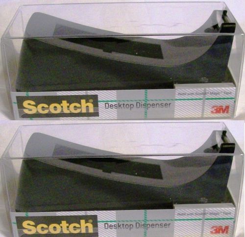 Set of 2 Scotch Desktop Tape Dispenser Non-Skid Weighted Base New Boxed