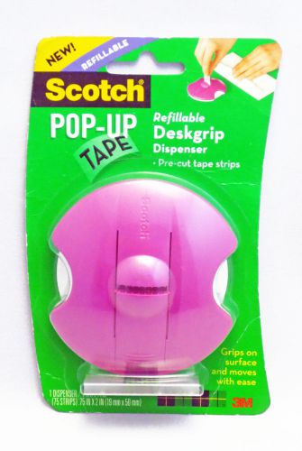 NEW Scotch Pop-Up Refillable Deskgrip Tape Dispenser W/Tape Pad (75 Strips) 98-G