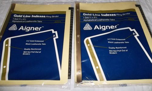 2 New Sets Aigner Gold Line Indexes/ Ring Binder Alphabetical Leatherette Tabs