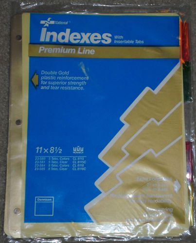 Premium Line Indexes for 3-ring binder with Insertable Tabs - 5 colored 2&#034; tabs