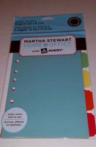 NIP Martha Stewart Home Office 5 Tab Plastic Dividers~5 1/2&#034; X 8 1/2&#034;
