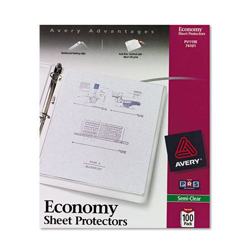 Top-Load Poly Sheet Protectors, Economy Gauge, Letter, Semi-Clear, 100/Box