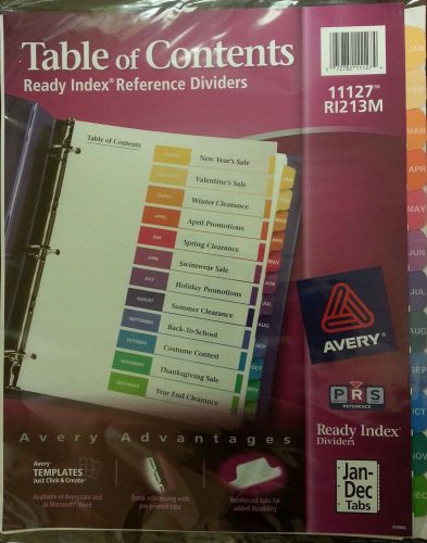 Lot of 10 Avery Ready Index Table of Contents Reference Divider 11127 Jan-Dec
