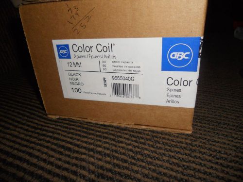 Color Coil Spines - 12mm - Black - box of 100 - GBC Document Finishing 90 SHEET