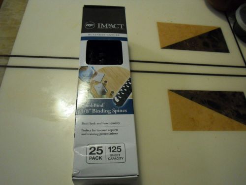 New ! 25PK GBC Premium 5/8&#034; Black Plastic Comb Bind 5/8&#034; Binding Spines  4090046