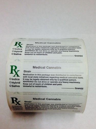 NEW ROLL OF REX MEDICAL MARIJUANA LABELS 1000 PER ROLL STICKERS STATE COMPLIANT