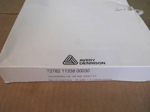 AVERY 11338 WHITE LABEL DIVIDERS 5 TAB - 25 SETS PLUS 5 LABEL SHEETS  8.5&#034; X 11&#034;