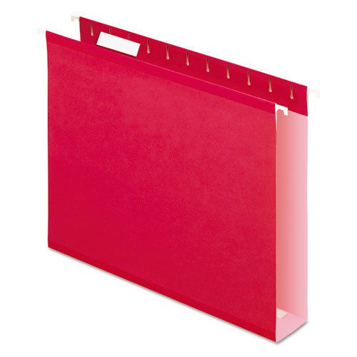 Reinforced 2&#034; Extra Capacity Hanging Folders, Letter, Red, 25/Box