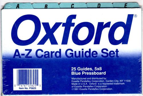 5x8 A-Z Card Guide Set ,Blue Pressboard 25 Guides, Oxford Brand New Sealed