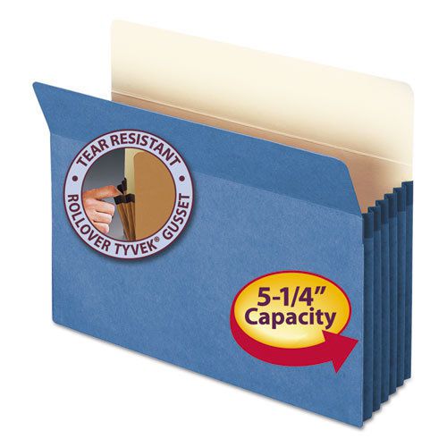 5 1/4 Inch Accordion Expansion Colored File Pocket, Straight Tab, Letter, Blue