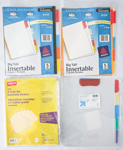 * LOT OF 47 * INSERTABLE DIVIDERS STAPLES 13516 AVERY 81310 UP&amp;UP POCKET SEALED!