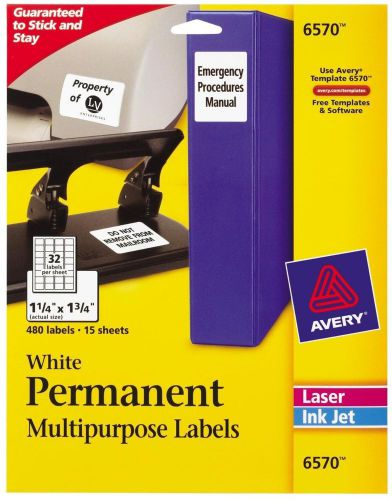 Permanent Id Labels For Laser Inkjet Printers 1.25 X 1.75 White Labels