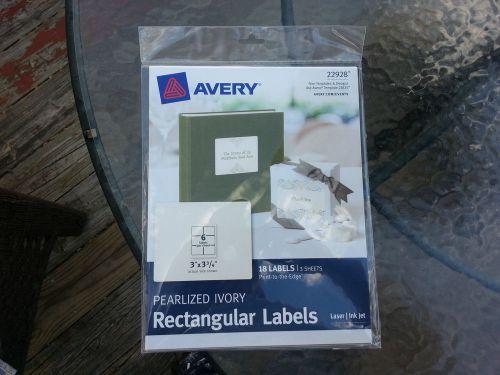 ONE PACK OF AVERY PEARLIZED IVORY RECTANGULAR LABELS - 18 LABELS/3 SHEETS