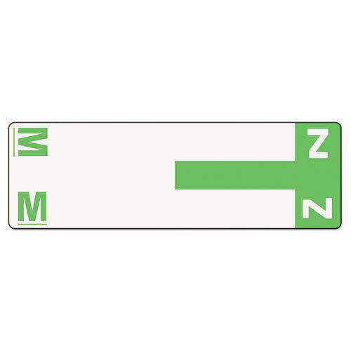Alpha-z color-coded first letter name labels, m &amp; z, light green, 100/pack for sale