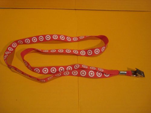 TARGET RED &amp; WHITE LANYARD ID CARD BADGE HOLDER NECK STRAP PRINTED W TARGET LOGO