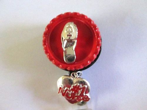 SILVER SHOE WITH #1 NURSE HEART ID BADGE RETRACTABLE REEL, MEDICAL,HOSPITAL,ER