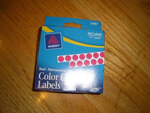 450PK Avery Permanent Self-Adhesive Round Color-Coding Label Red  1/4&#034; 5790
