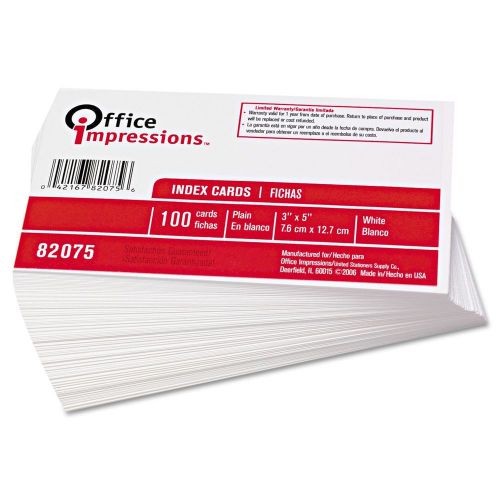Office Impressions Unruled Index Cards White 3x5 100 ct