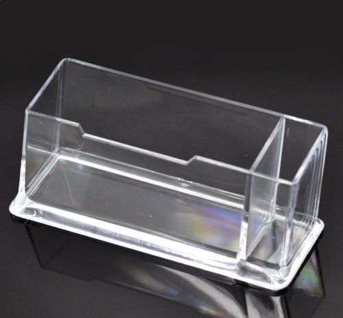 1PC Clear Plastic Business Card Holder Stand Display with Pen Stand 12cmx5cmx5cm