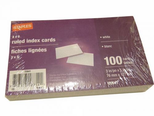 3x5 ruled index cards, 100 cards, white