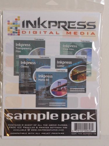 Inkpress Digital Media Sample Pack 8.5&#034; x 11&#034; 10 Sheets