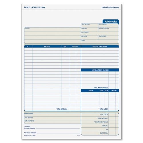 Adams Contractor Form -100 Sheet - 2 Part -Carbonless -8.5&#034;x11.43&#034; - 1Each