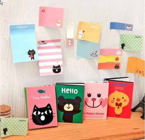 3pcs Cute korean style animal Mini 4 Folds Memo Pad  Sticker 9 sets inside