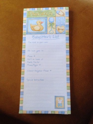 Brownlow Magnetic Note pad Precious Baby Blue 50 sheet Baby Sitter List Boy