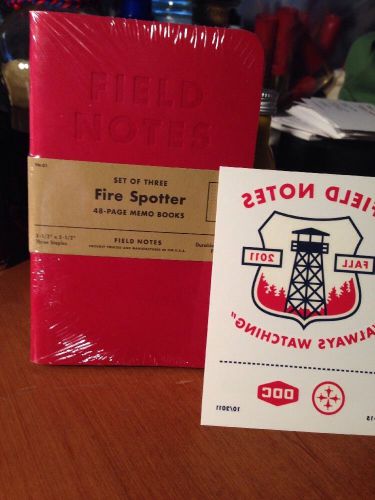Field Notes Brand Fire Spotter 3 Pack  unopened With Tattly