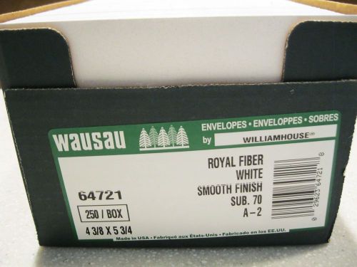 Brand New Wausau Royal Fiber A-2 Envelopes - WHITE, smooth finish, 70#, 250/box