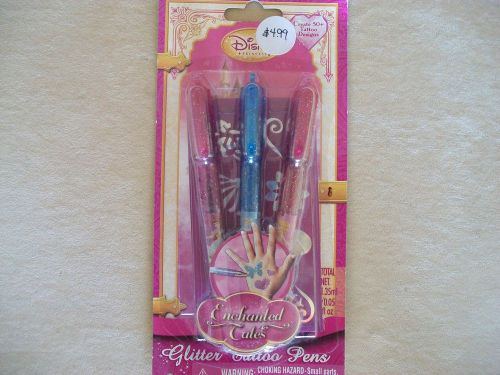 Set of 3 disney princess enchanted tales glitter tattoo pens, new in package! for sale