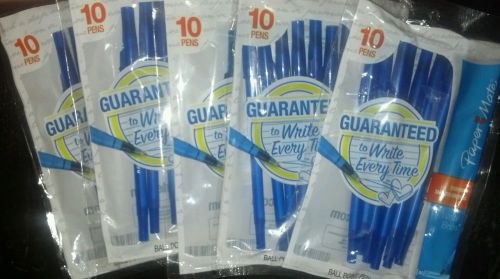 PaperMate blue ink ball point pens (5) packs of 10 (50 pens total)
