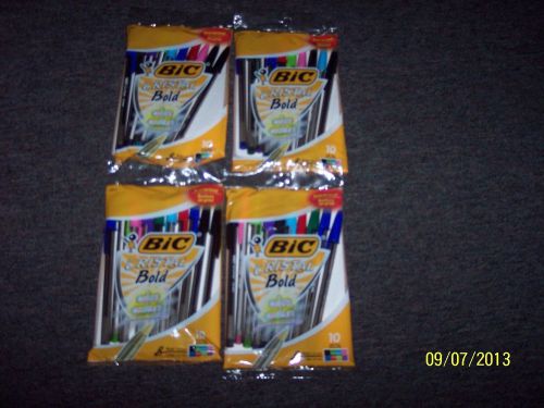 4 new pkgs bic cristal bold colors ball point pens - 40 pens  8 different colors for sale