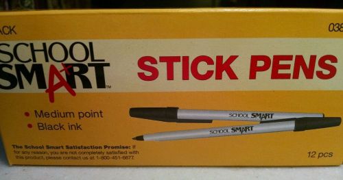NEW12 Pack School Smart BLACK Ballpoint Pens, Medium, BEST PRICE &amp; FREE SHIPPING