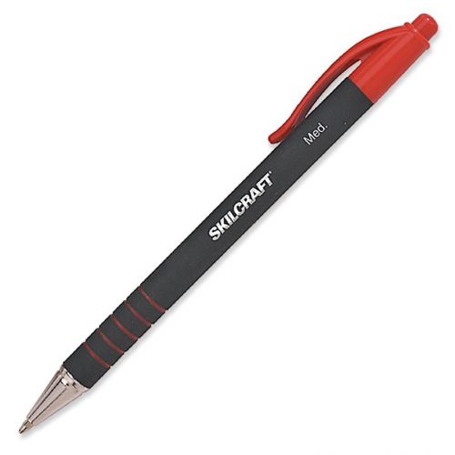 Skilcraft Rubberized Barrel Retractable Ballpoint Pen - Red Ink - (nsn3687773)