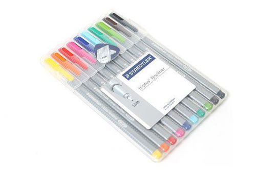 New staedtler triplus fineliner 0.3 mm pen set 10 color pack 334sb10 ergonomic for sale