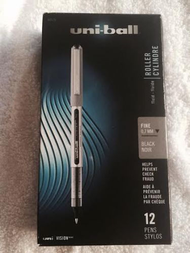 New Uni-ball Vision Roller Micro 0.7MM, 12 Black Ink Pens