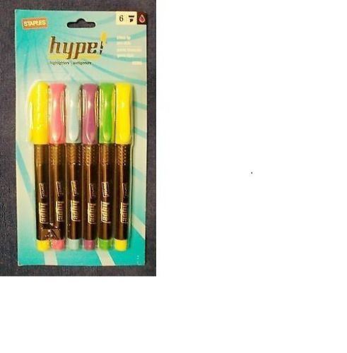 Hype Chisel Tip pen style Marker #10398 6 highlighters NEW