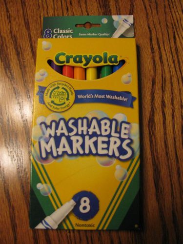 Crayola Washable Markers 8 Nontoxic Classic Colors Fine Line