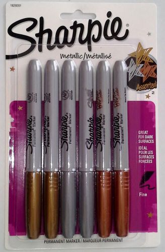 6-Pack Sharpie Metallic Permanent Markers Gold, Silver and Bronze