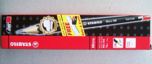 12 stabilo micro 288 exam grade pencils 2b free eraser &amp; ruler for sale