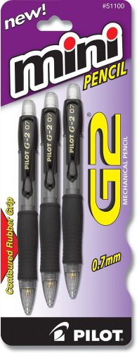 NEW Pilot G2 Mini Mechanical Pencils, 0.7mm HB Lead, Black/Clear Barrels, 3-Pack