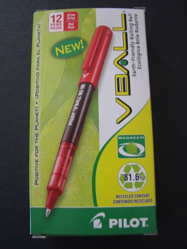 12 Pilot Recycled VBall BeGreen Liquid Ink Rollerball Pens Extra Fine Point Red