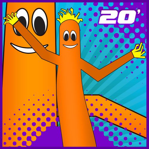 20&#039; tall inflatable sky dancer dancing tube guy air puppet orange for sale