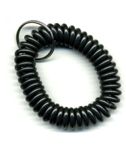 (50) Spiral Wrist Coil Key Chains - BLACK