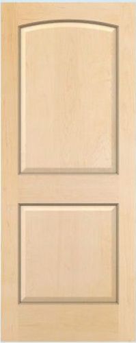 2 Panel Raised Arch Top Clear Maple Solid Core Stain Grade Interior Wood Doors